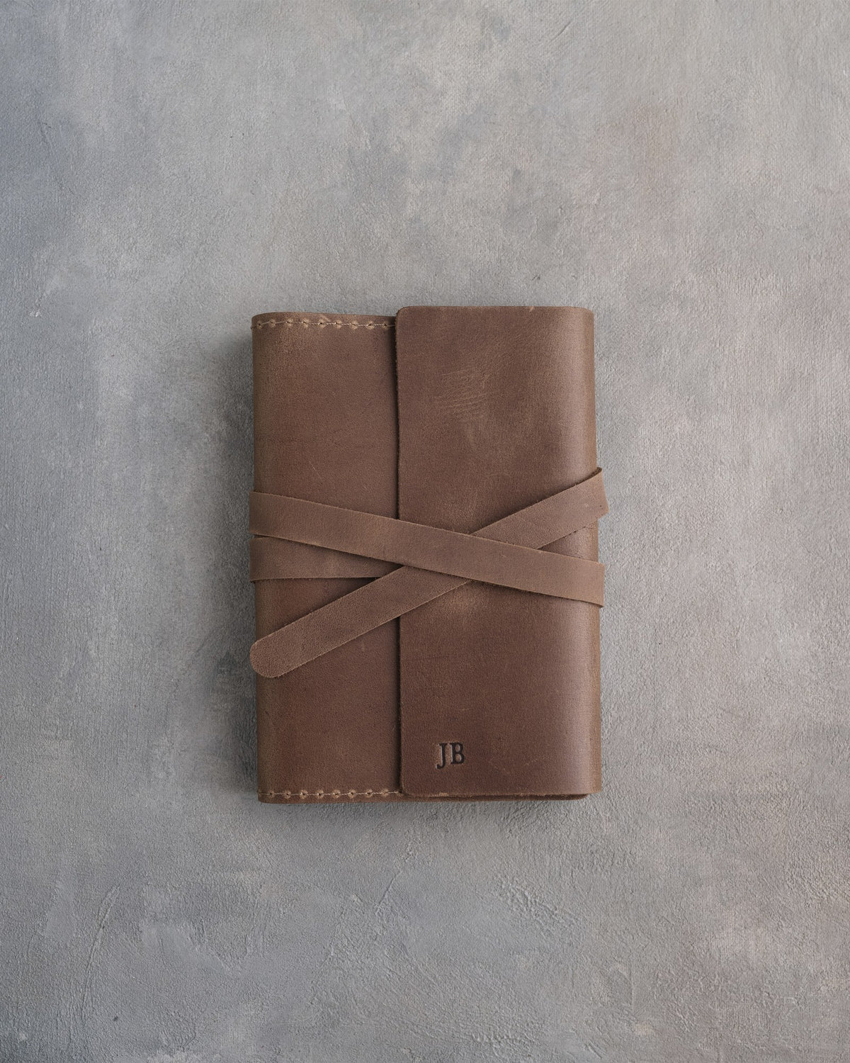 Sicilian Brown leather journal, Small size, front with a debossed name