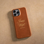 Jesus Wept John 11:35 handcrafted leather iPhone case, Christian scripture gift
