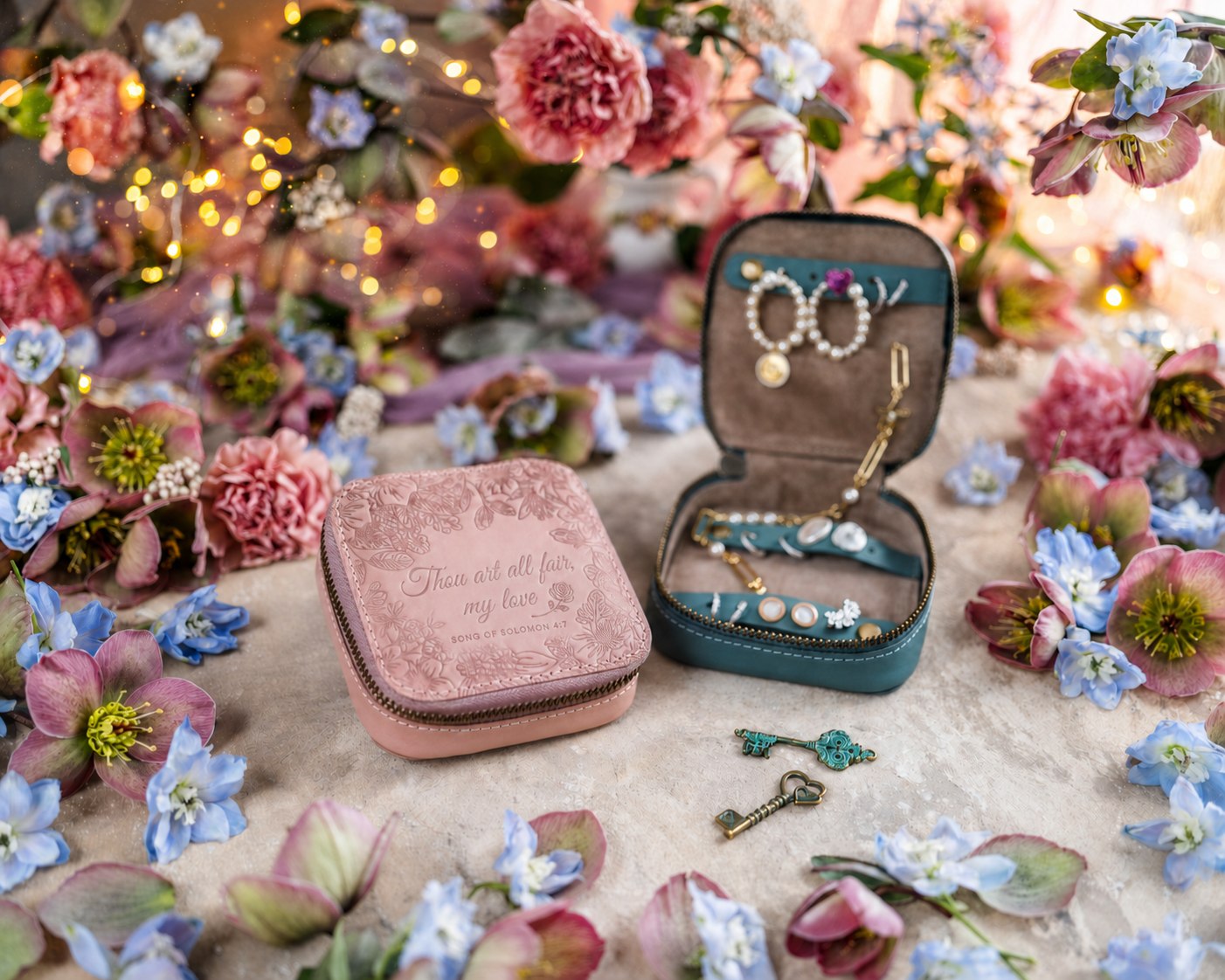 Thou Art All Fair, My Love Song of Solomon of Solomon 4:7 leather travel jewelry case, Christian scripture gift