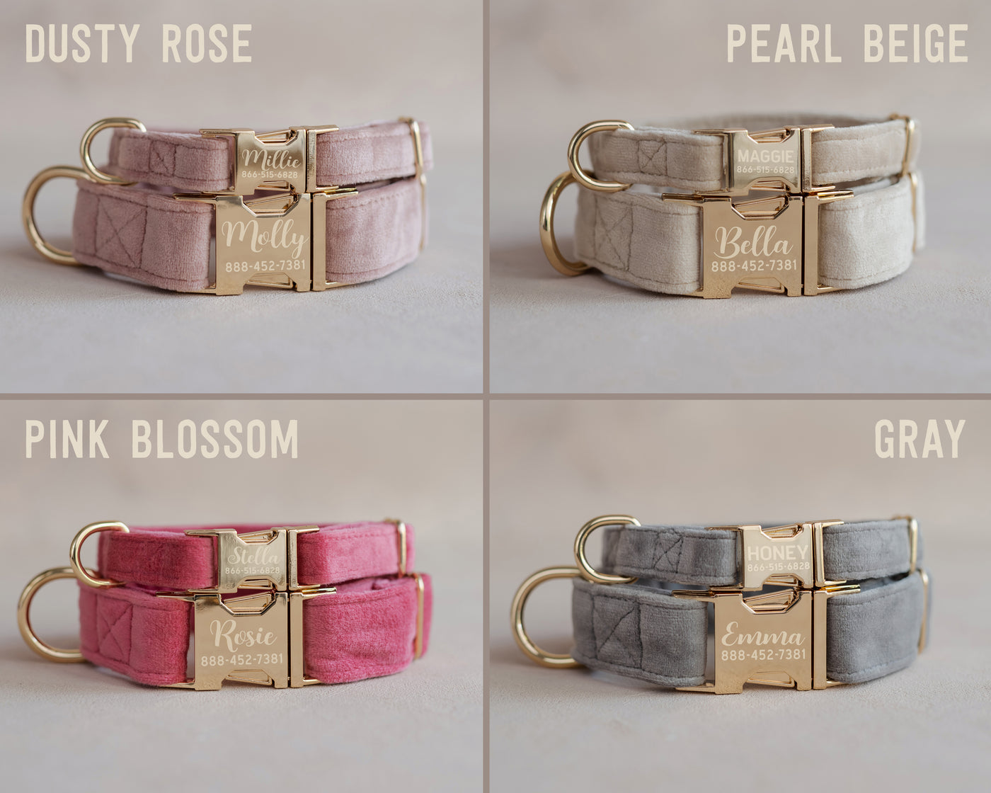 Velvet Dog Collar with fast release buckle