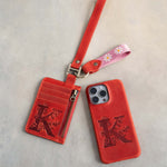 Webbing keychain on a leather card holder, the keychain that comes with the Simple Set