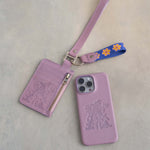 Webbing keychain on a leather card holder, the keychain that comes with the Simple Set
