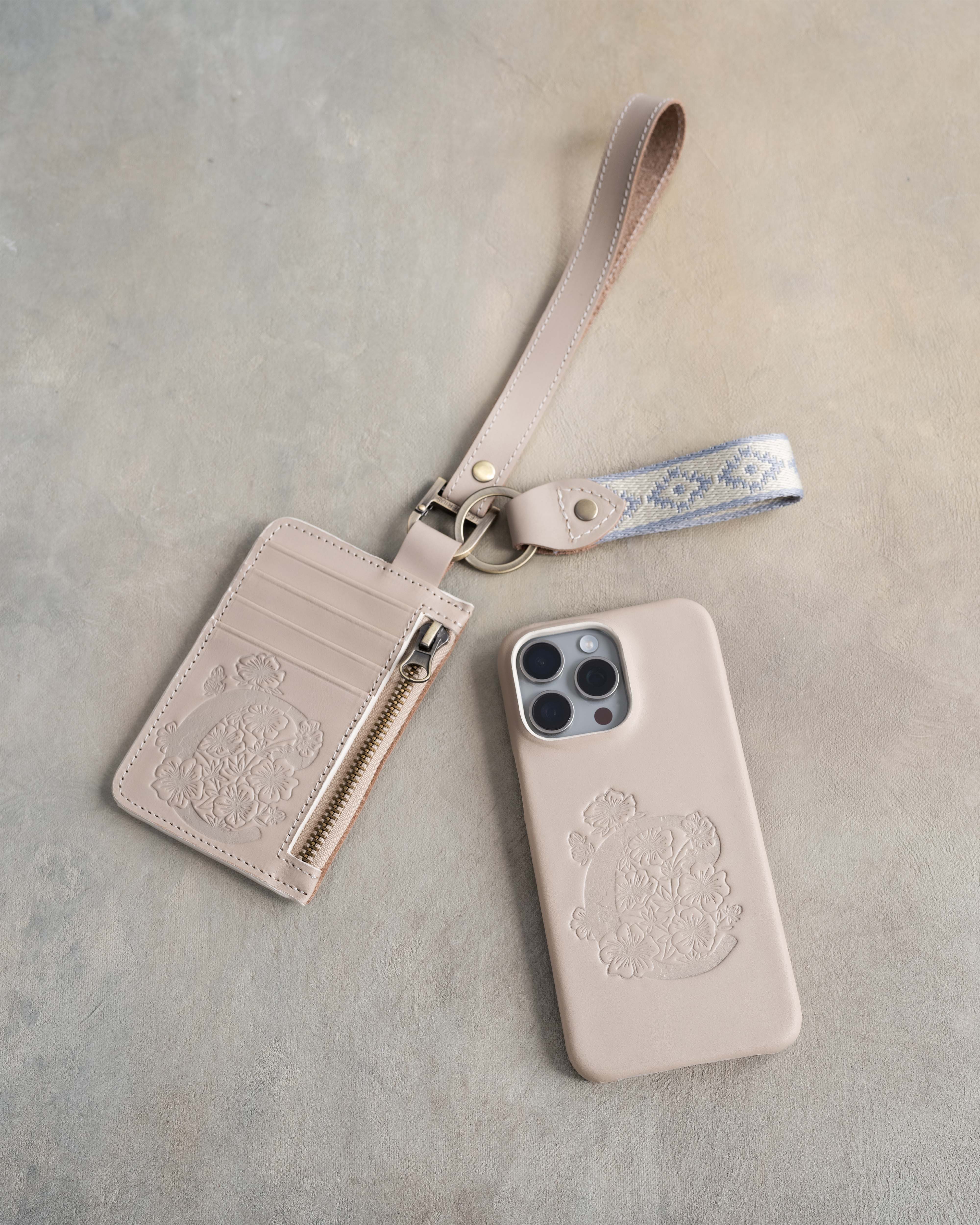 Webbing dog collar classic pattern beige