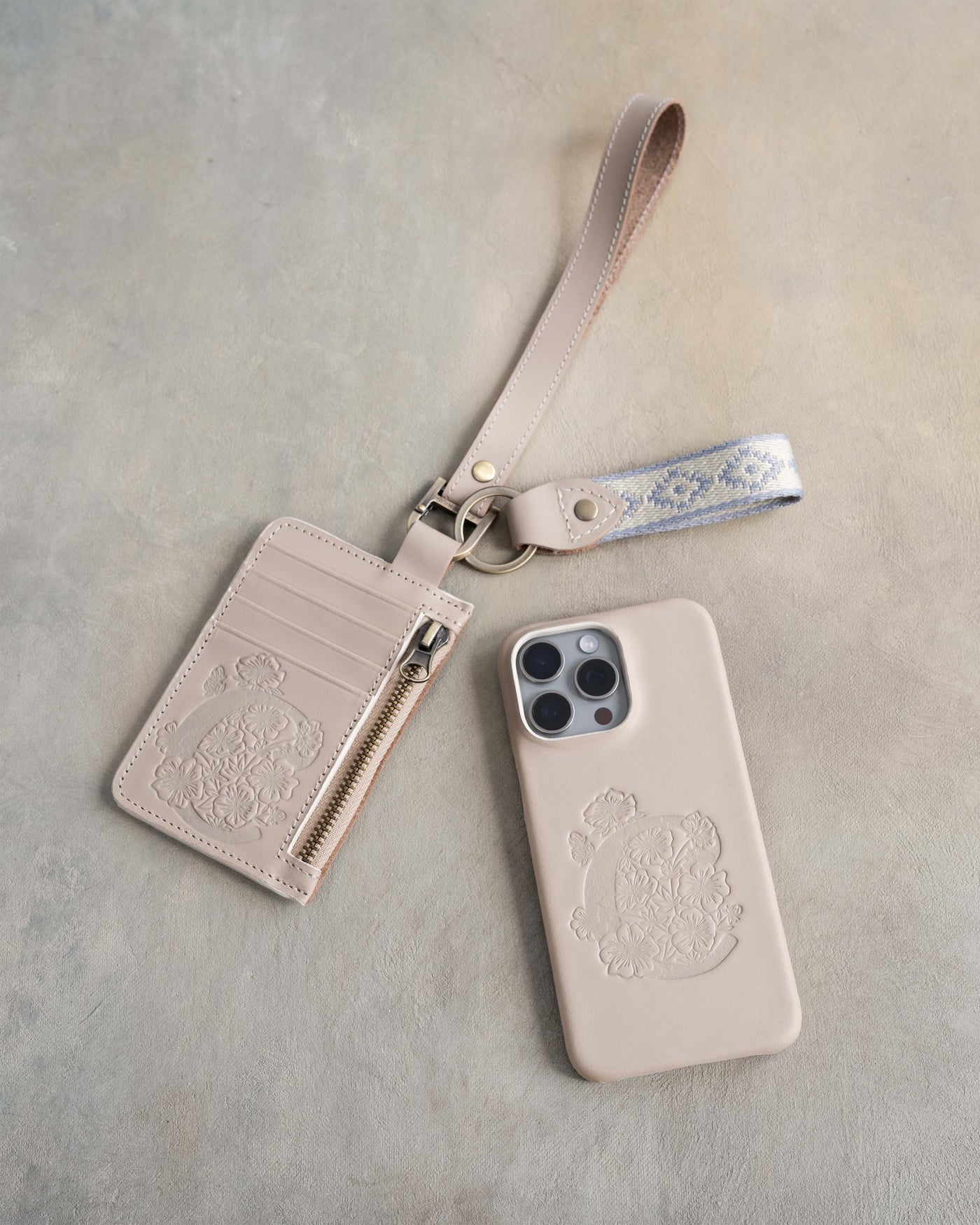 Webbing dog collar classic pattern beige