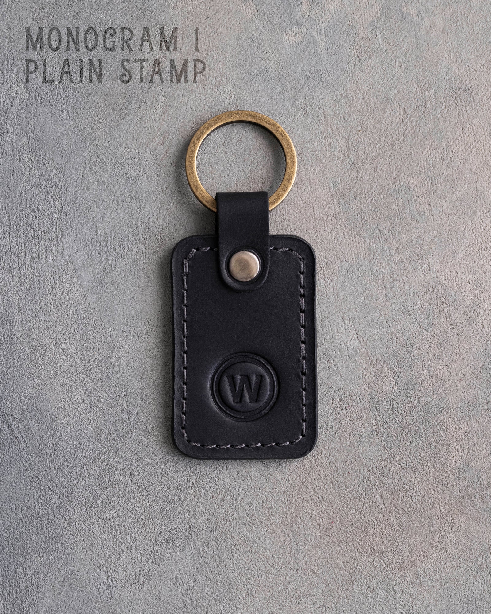 Personalized Leather Keychain in Black Leather