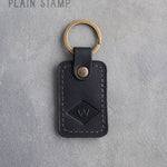 Personalized Leather Keychain in Black Leather