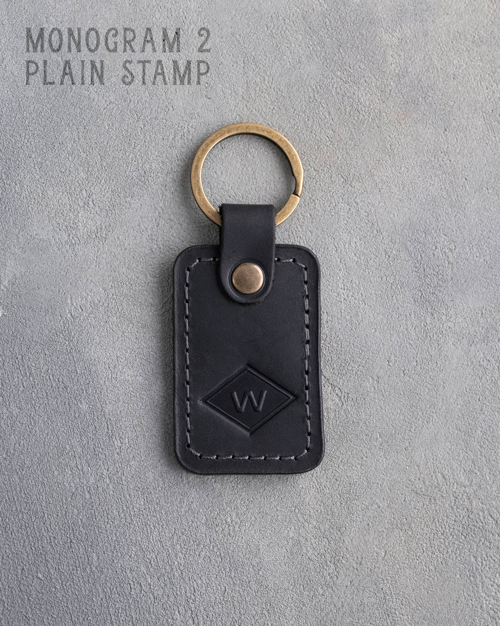 Personalized Leather Keychain in Black Leather