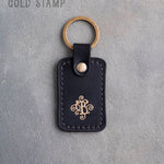 Personalized Leather Keychain in Black Leather