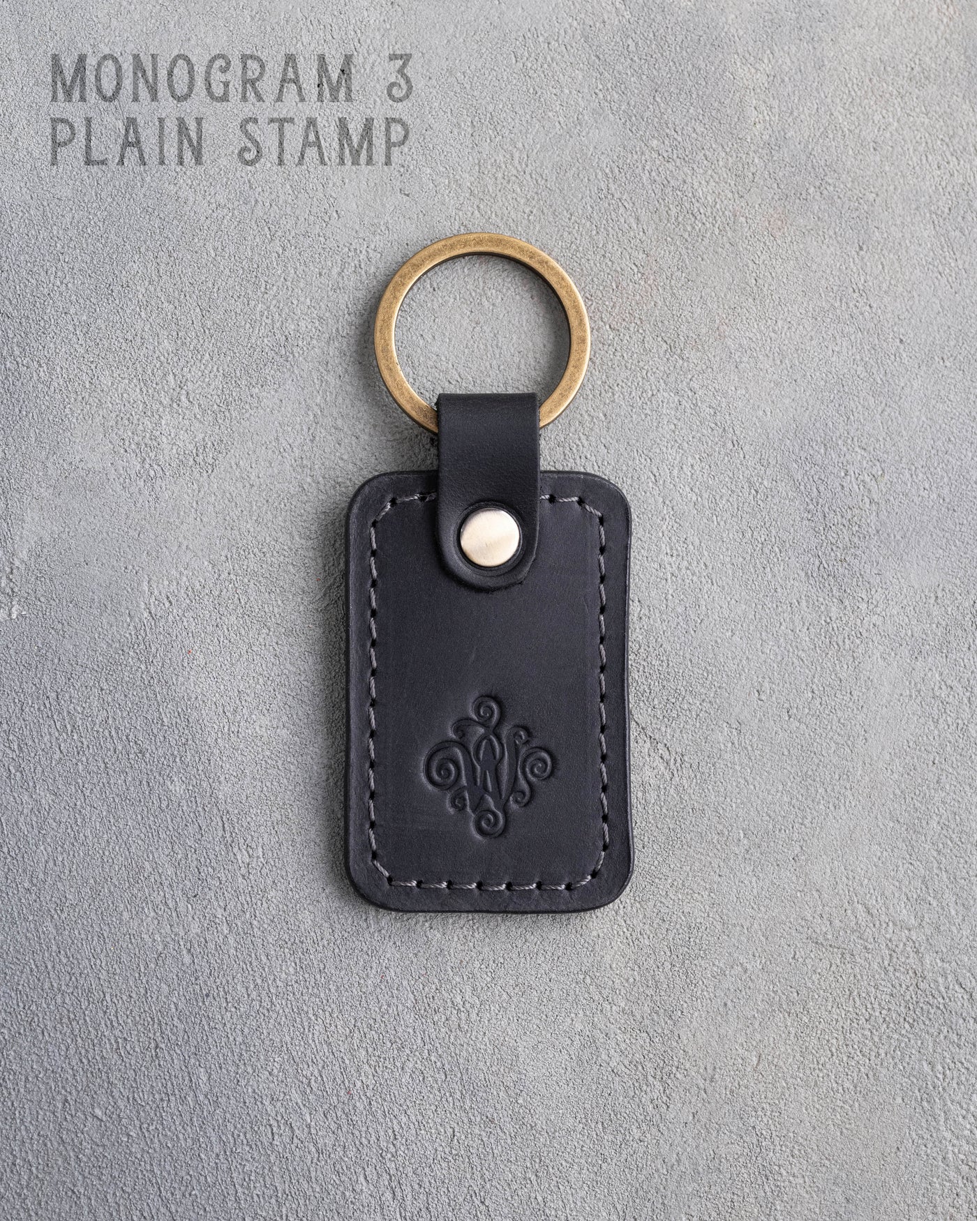 Personalized Leather Keychain in Black Leather