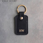 Personalized Leather Keychain in Black Leather