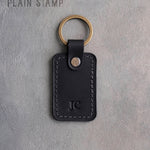 Personalized Leather Keychain in Black Leather