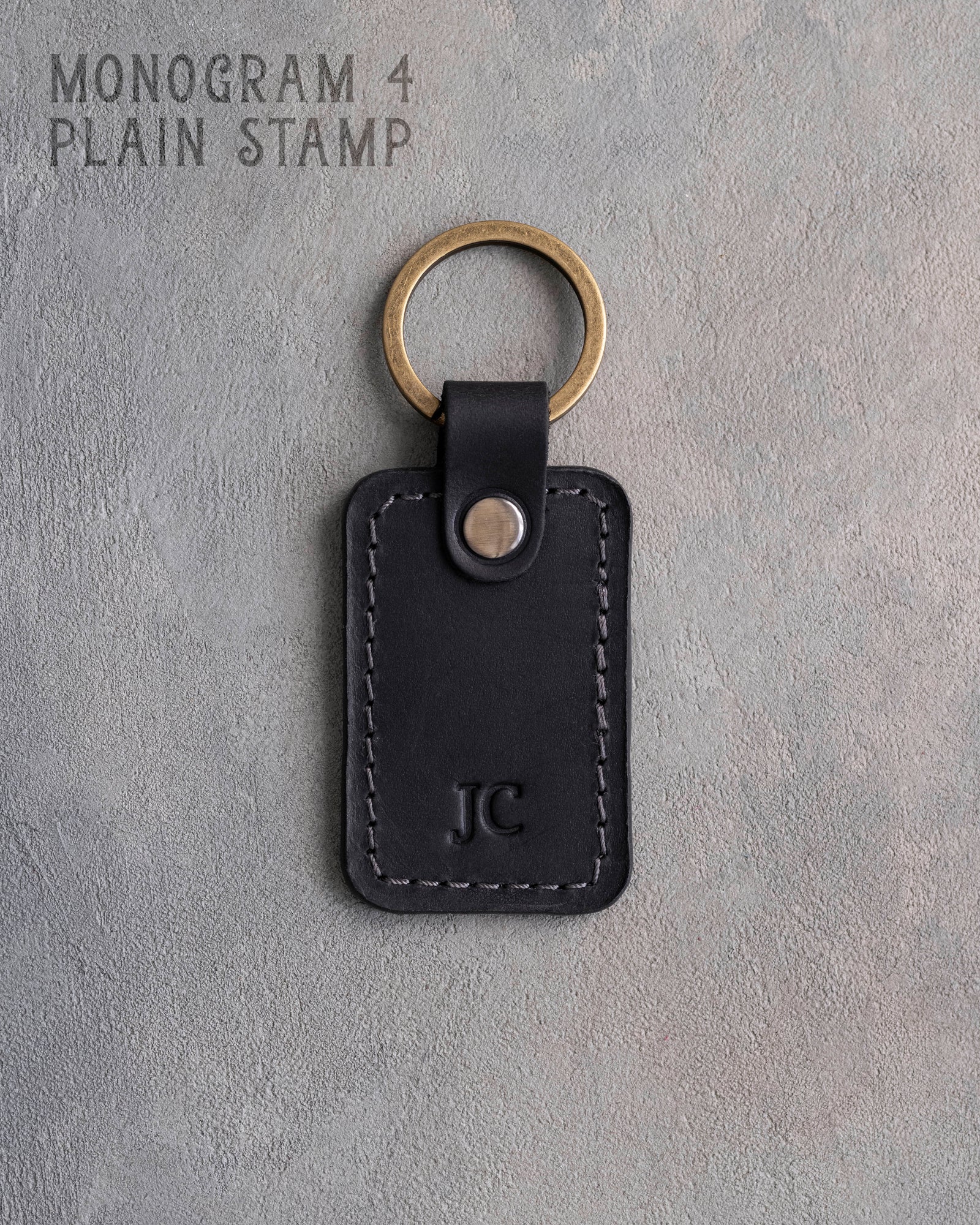 Personalized Leather Keychain in Black Leather