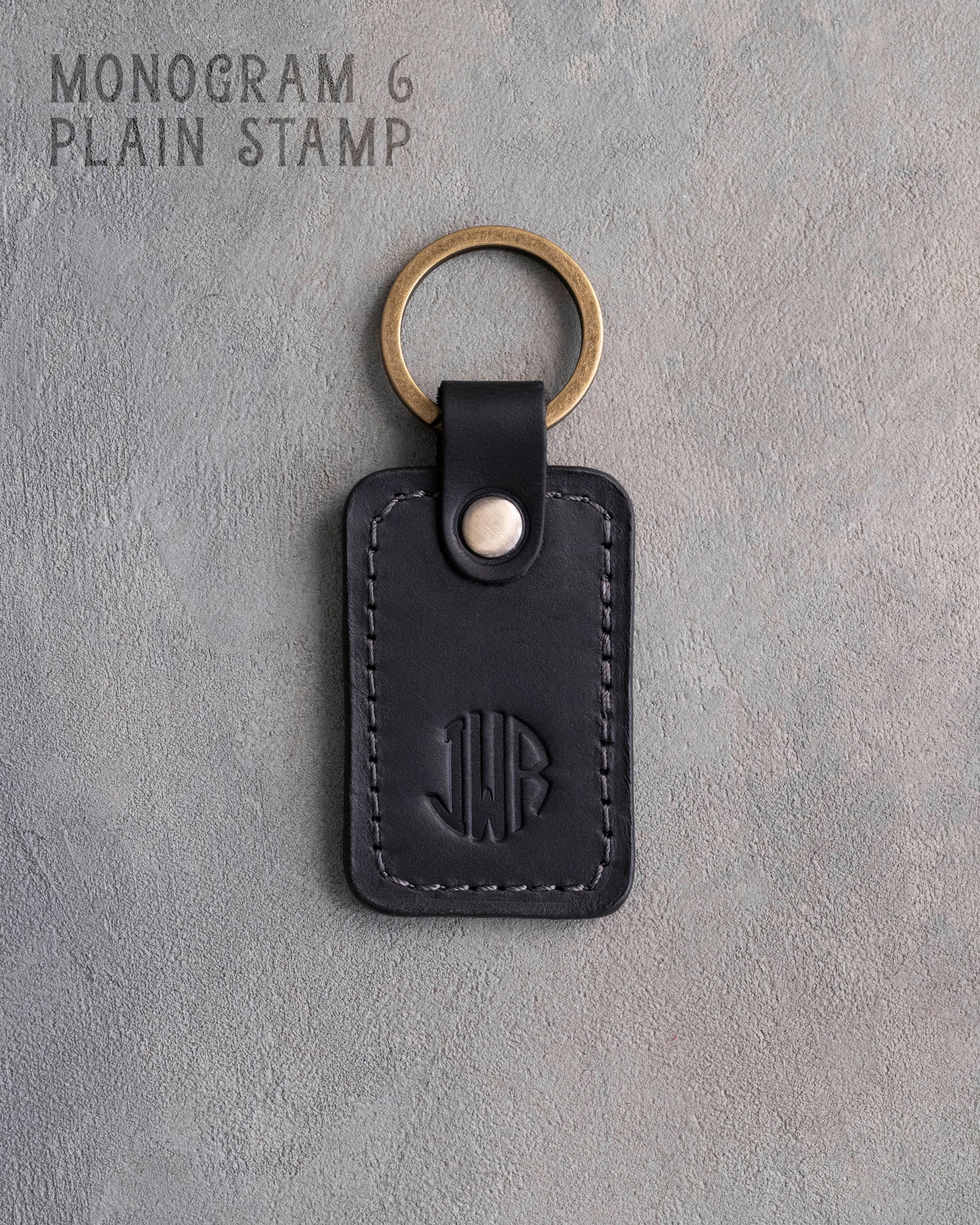 Personalized Leather Keychain in Black Leather