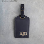 Black Leather Luggage Tag Personalized