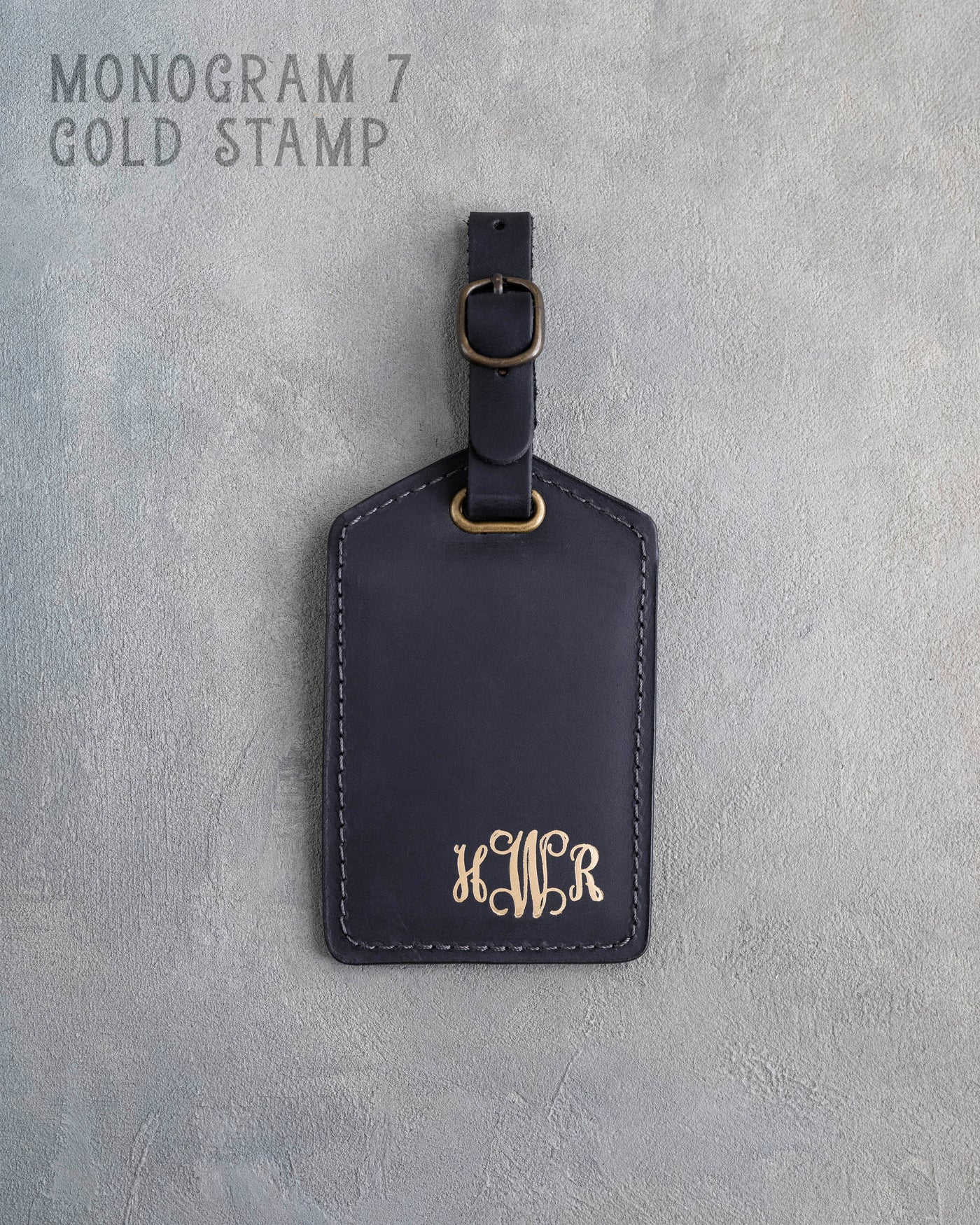 Black Leather Luggage Tag Personalized