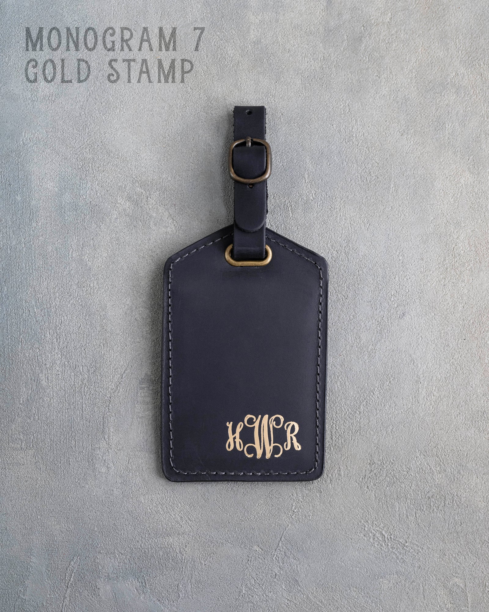 Black Leather Luggage Tag Personalized