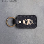 Personalized Leather Keychain in Black Leather