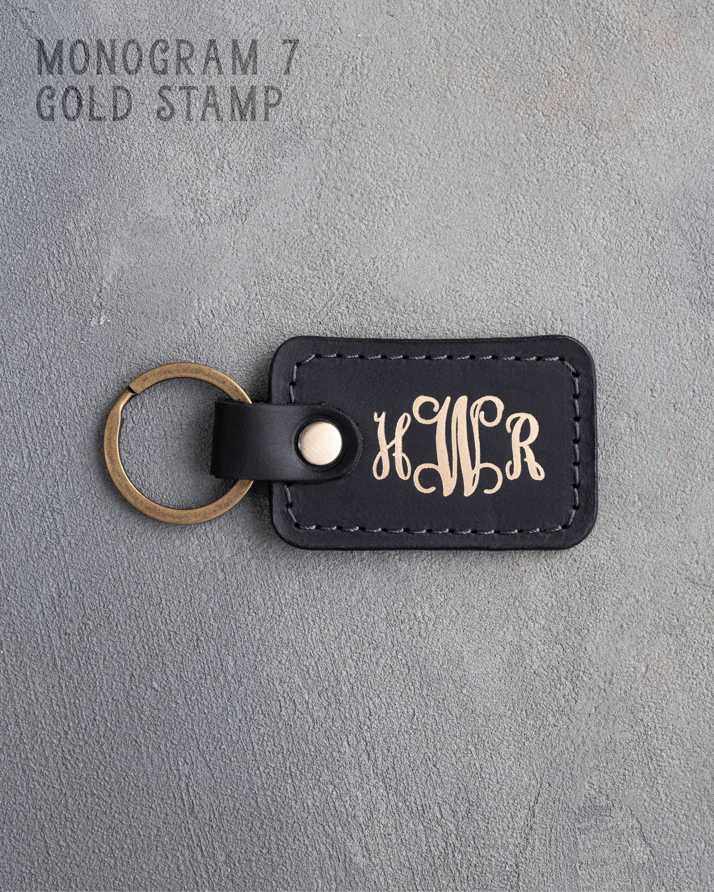 Personalized Leather Keychain in Black Leather
