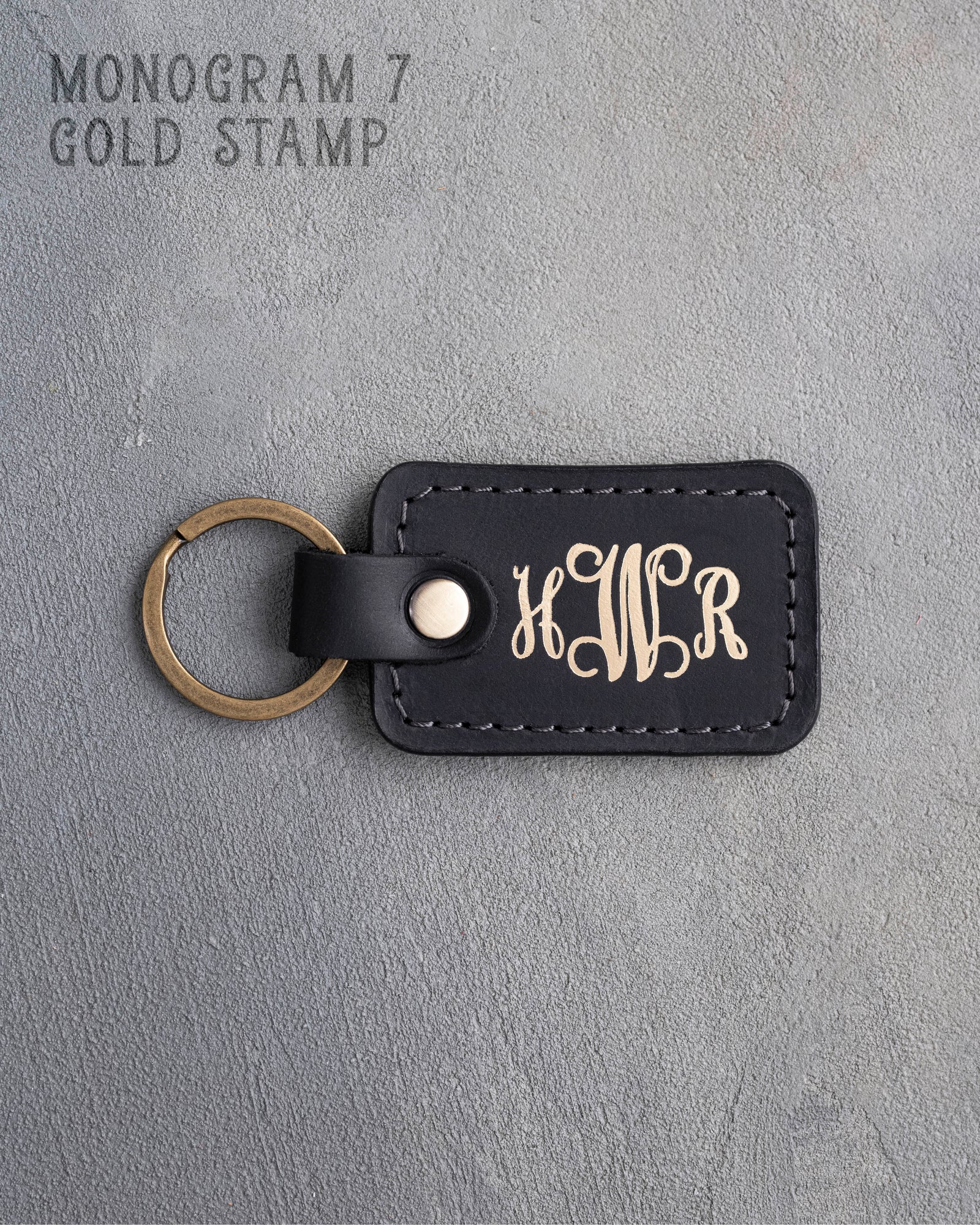 Personalized Leather Keychain in Black Leather