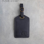 Black Leather Luggage Tag Personalized