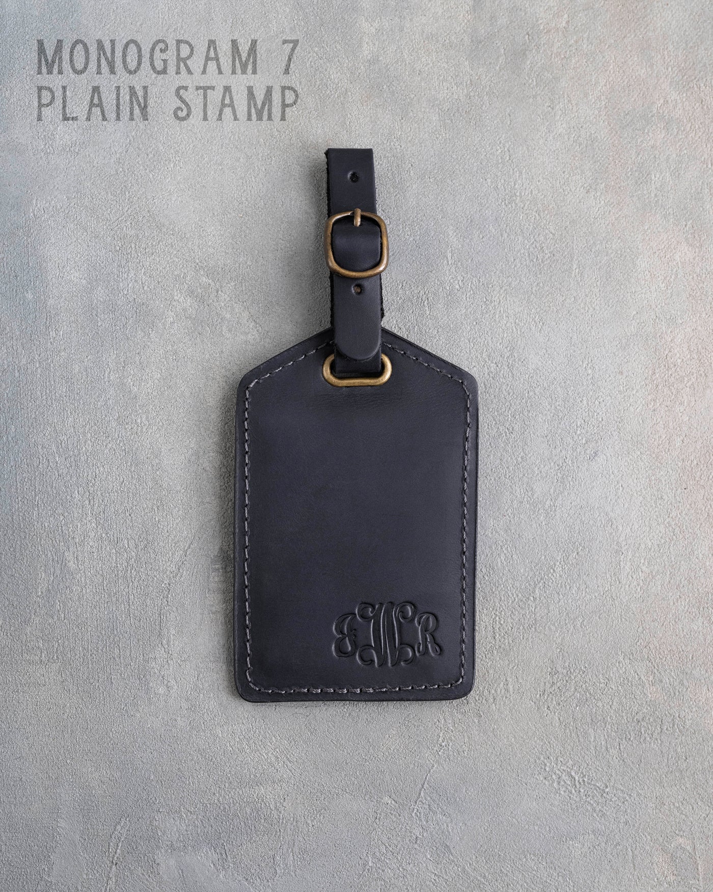 Black Leather Luggage Tag Personalized