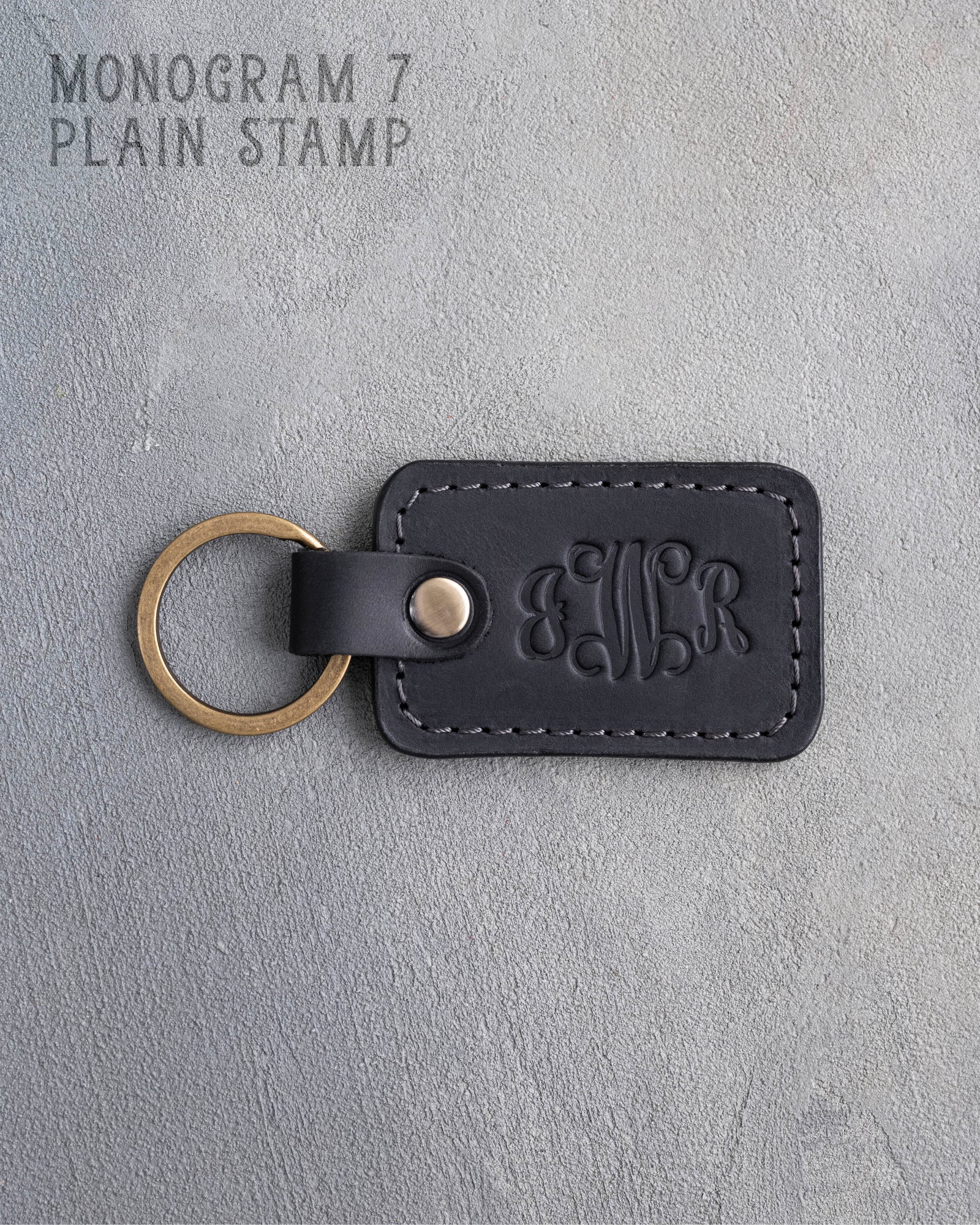 Personalized Leather Keychain in Black Leather