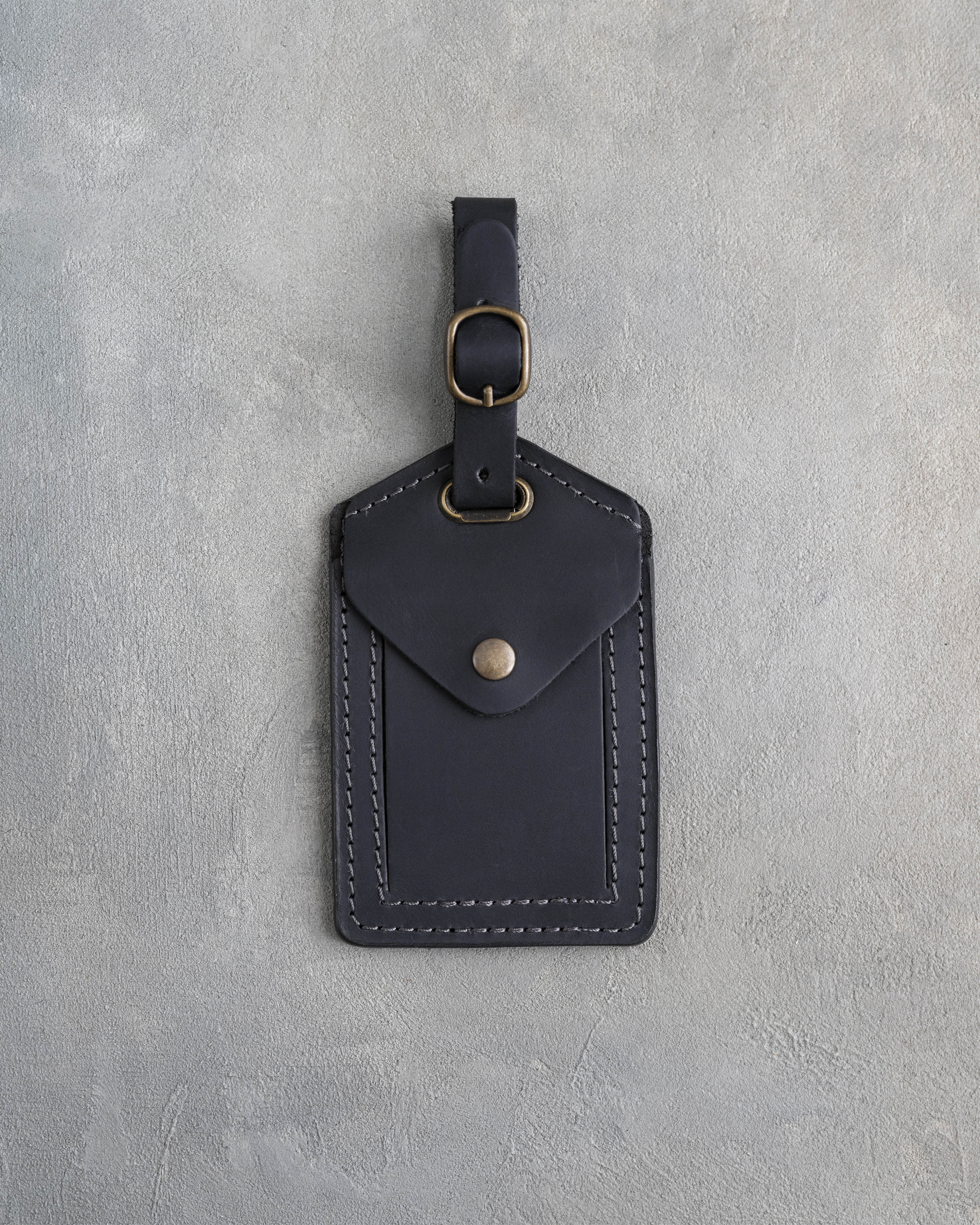 Black Leather Luggage Tag Personalized
