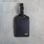 Black Leather Luggage Tag Personalized