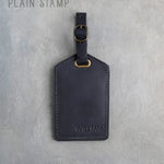 Black Leather Luggage Tag Personalized