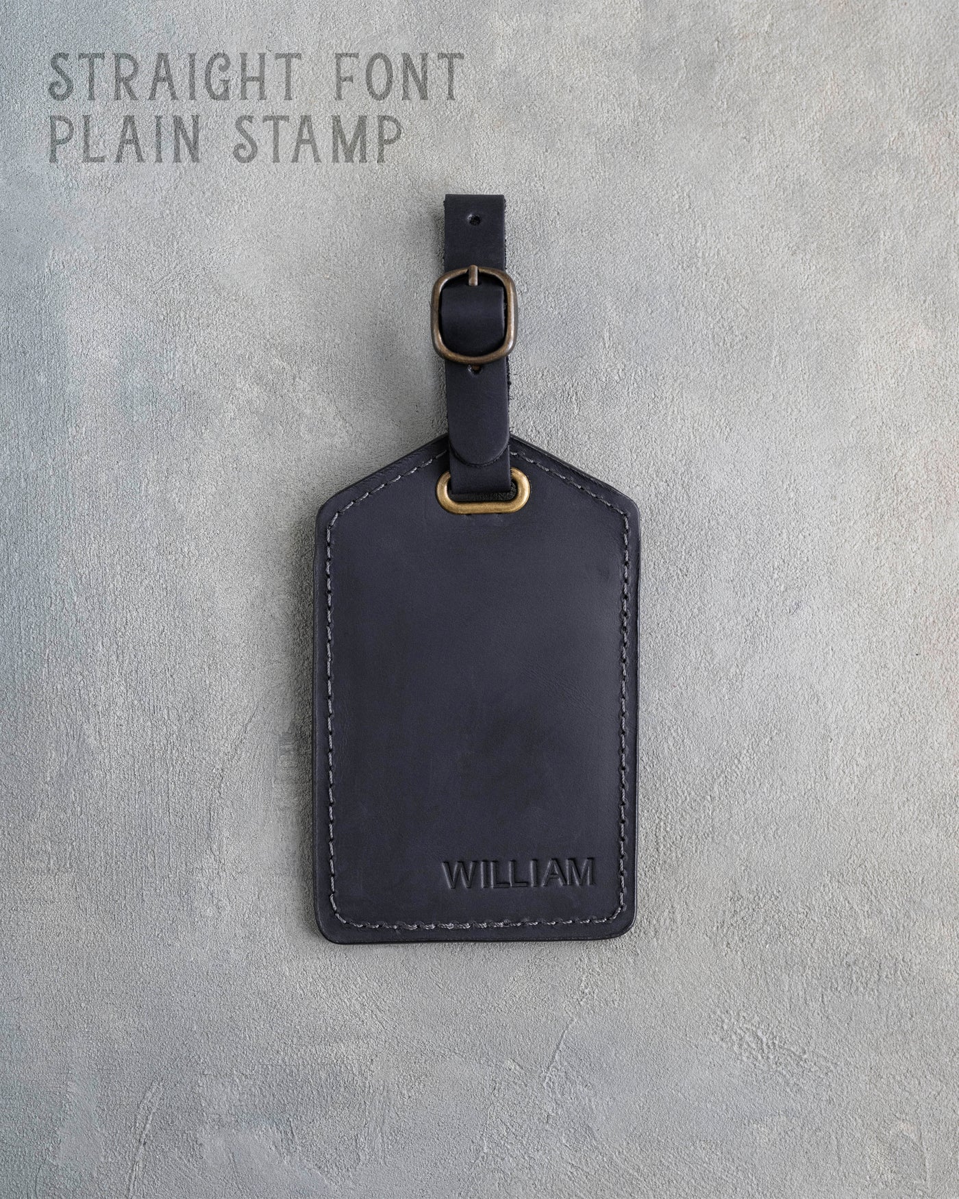 Black Leather Luggage Tag Personalized