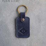 Personalized Leather Keychain in Blueberry Leather