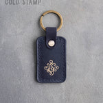 Personalized Leather Keychain in Blueberry Leather