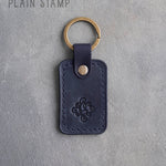 Personalized Leather Keychain in Blueberry Leather
