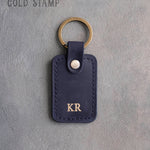 Personalized Leather Keychain in Blueberry Leather