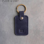 Personalized Leather Keychain in Blueberry Leather