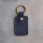 Personalized Leather Keychain in Blueberry Leather