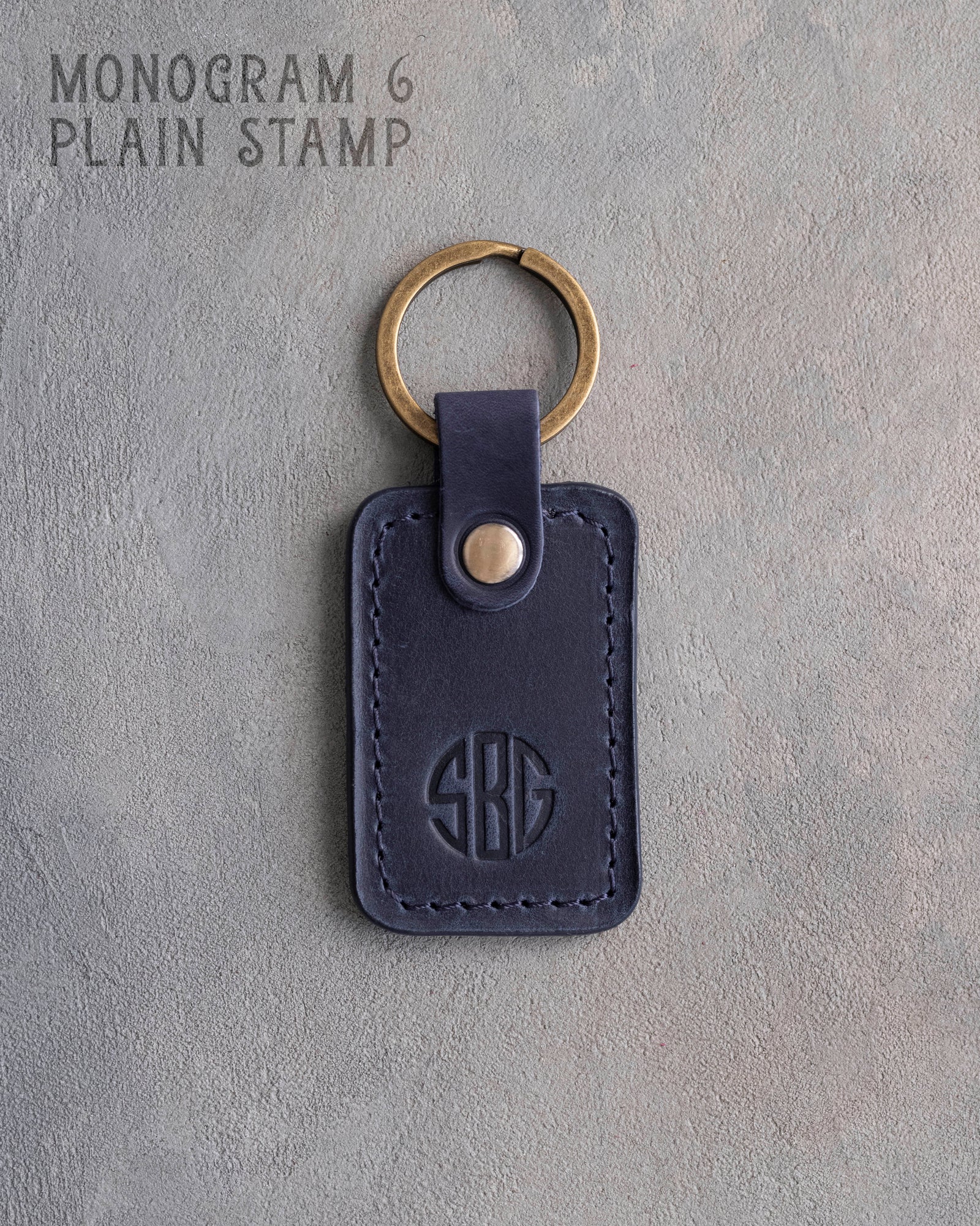 Personalized Leather Keychain in Blueberry Leather