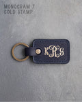 Personalized Leather Keychain in Blueberry Leather