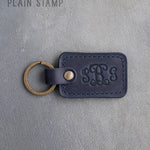 Personalized Leather Keychain in Blueberry Leather