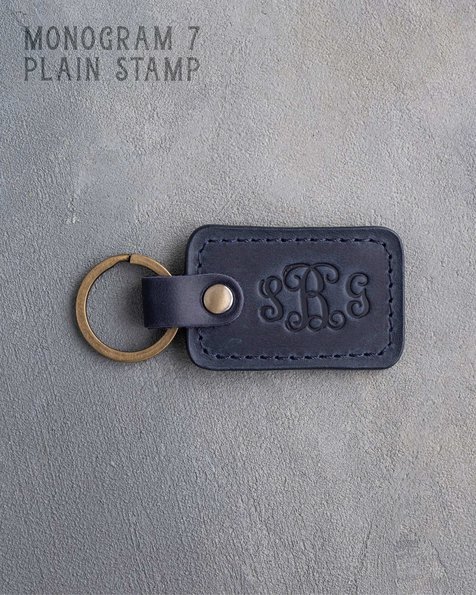 Personalized Leather Keychain in Blueberry Leather