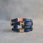 Dog Collar in Blueberry leather with fast release buckle