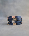 Dog Collar in Blueberry leather with fast release buckle