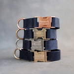 Dog Collar in Blueberry leather with fast release buckle