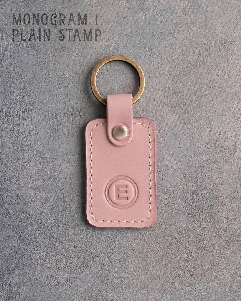 Personalized Leather Keychain in Blush Leather