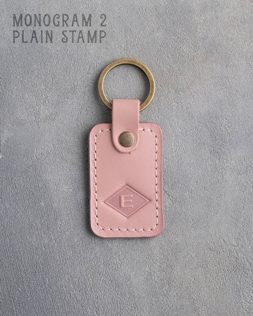 Personalized Leather Keychain in Blush Leather