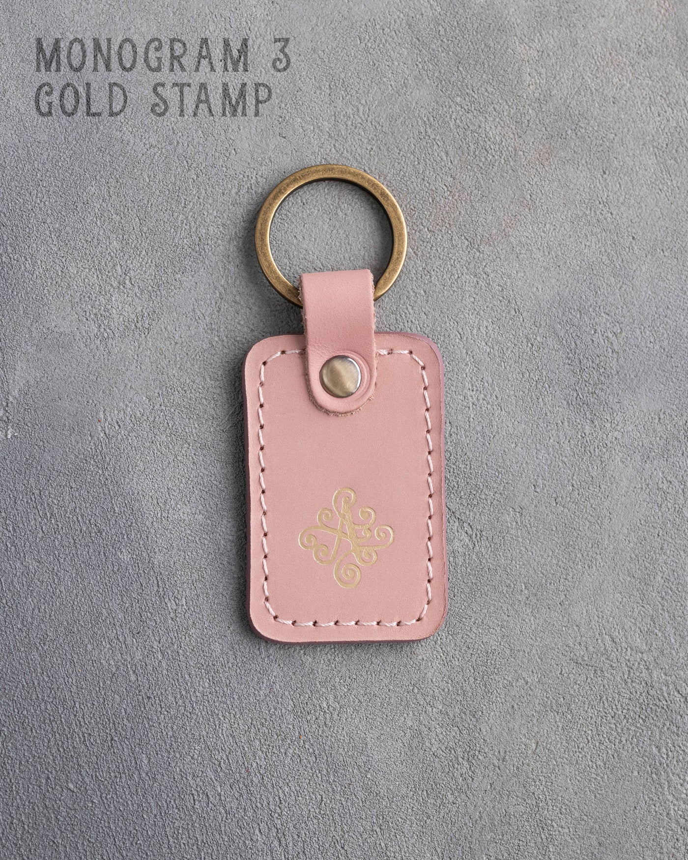 Personalized Leather Keychain in Blush Leather