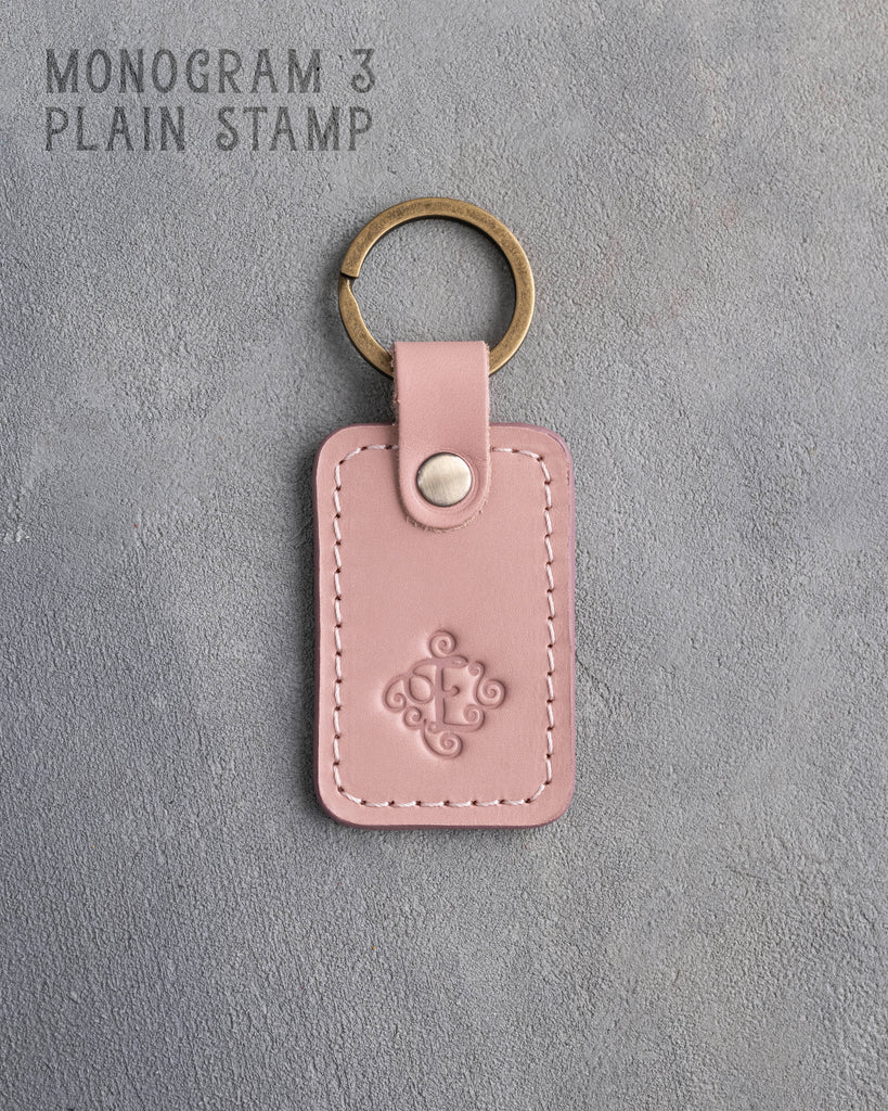Personalized Leather Keychain in Blush Leather
