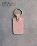 Personalized Leather Keychain in Blush Leather