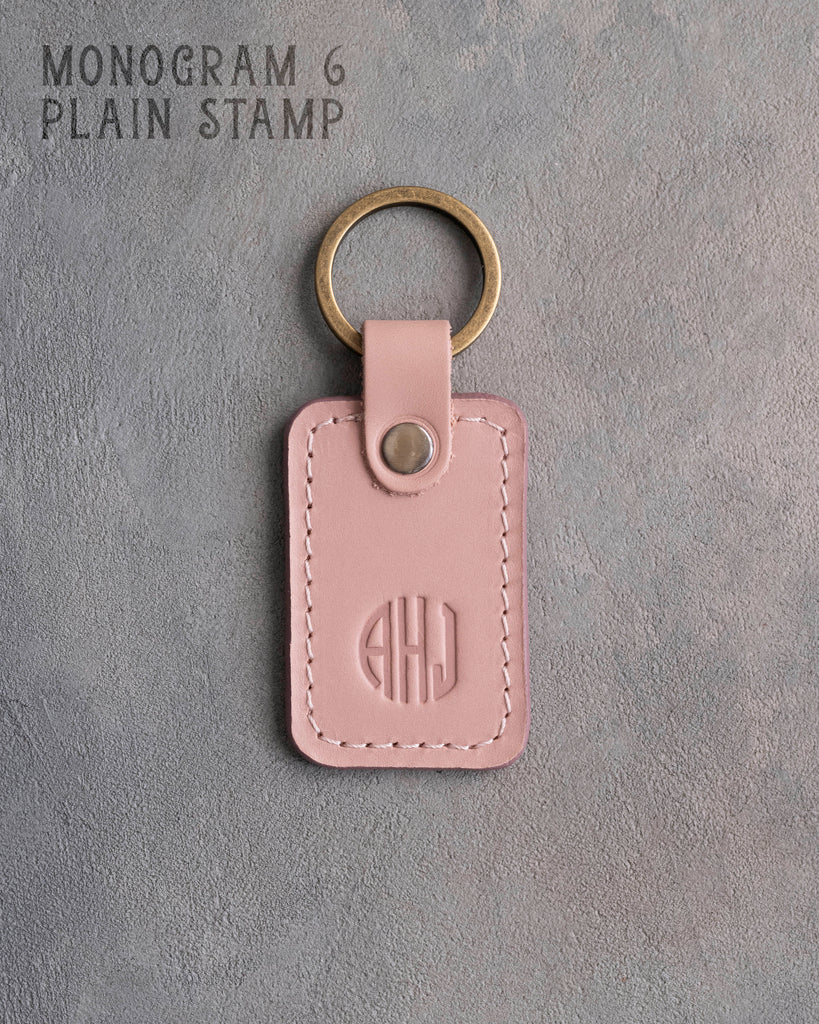 Personalized Leather Keychain in Blush Leather