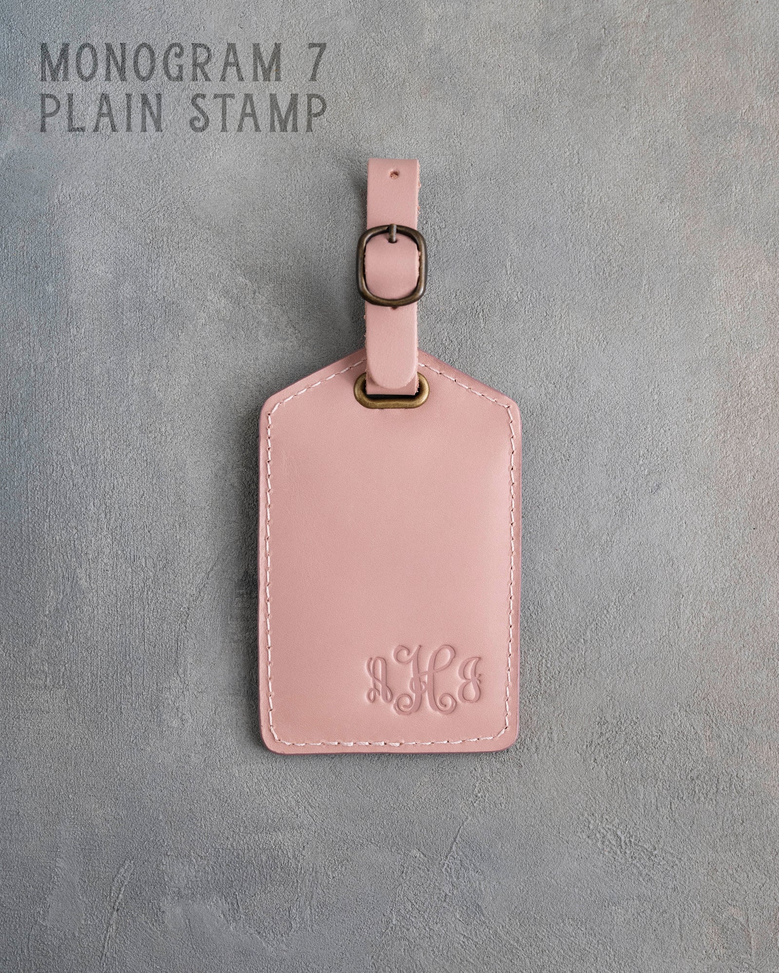Blush Leather Luggage Tag Personalized